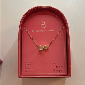 a new day Gold Cube and Heart Pendant Necklace